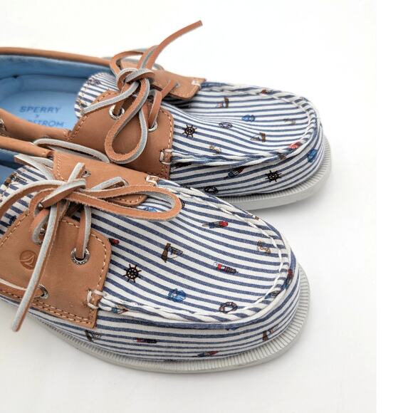 Sperry Authentic Original 2-Eye Boat Shoe Kids' Nautical Print Size US4M EU36 - Picture 9 of 11